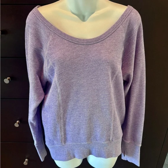 Zella Women's Purple Lavender Hi-Lo Curve Hem Wide Neck Sweatshirt, Medium, EUC - Picture 1 of 4